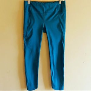 Athleta Teal Mid Rise Cropped Leggings